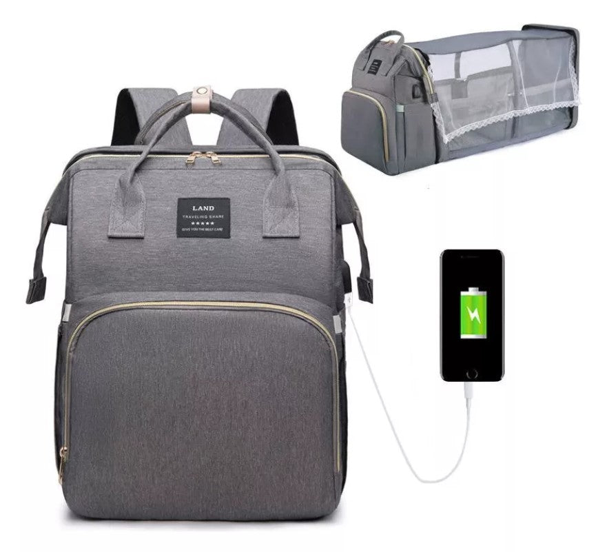 Mochila Pañalera 3 en 1 con Cuna y Cambiador