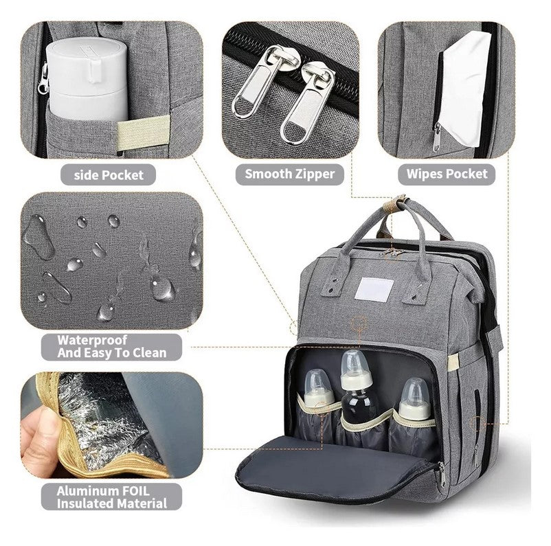 Mochila Pañalera 3 en 1 con Cuna y Cambiador